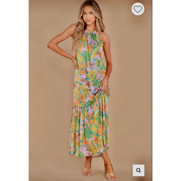 LAROQUE SULLIVAN DRESS IN MALIBU FLORAL COLORFUL SLEEVELESS PULLOVER MAXI DRESS - Picture 3 of 15